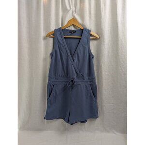 Blue Blush women's small blue v neck tank shorts romper 2" inseam A6